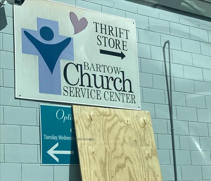 Church sign on a job.